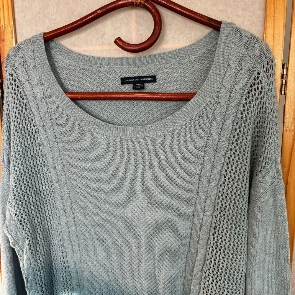 American Eagle Womens Ombre Knit Ocean Blue Sweater‎ Pullover Size M - W